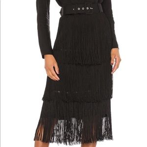 The Roi Fringe Midi Skirt Size Small